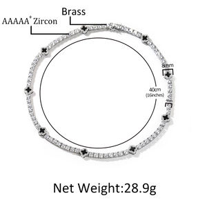 Moda blanco chapado en oro latón Cz trébol de cuatro hojas encanto joyería de moda Collar para mujeres niñas accesorios Cadena de tenis - Product Image 6