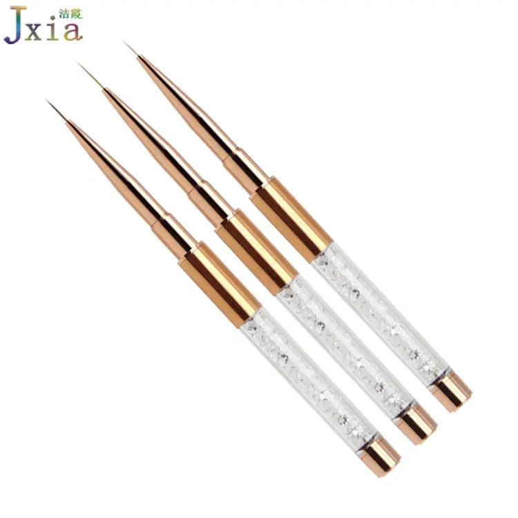 Nieuwste Rose Gold Metalen Handvat Ontwerp Extreem Dunne Nylon Hair Nail Art Liner Borstels