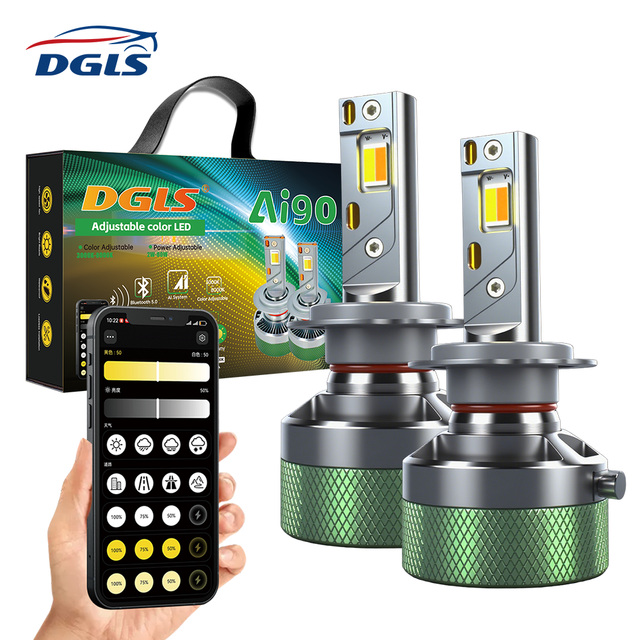 AI Bluetooth DGLS AI90 160W LED Headlight Bulb H4 H7 H11 Smart CCT & Dimming Control Auto Lamp