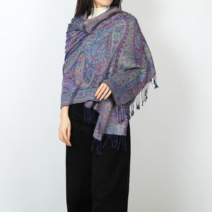 Retro Ethnic Women's Soft Lightweight Spring and Fall Shawls <strong>Paisley</strong> Patterned <strong>Pashmina</strong> Tulle Wear <strong>Scarf</strong> Shawls - Product Image 2