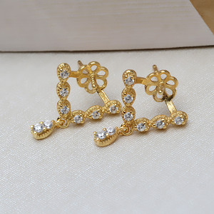 Pendiente de Plata S925 con Perla Estilo O para Mujer, Clip para Oreja 7-9, Soporte para Accesorios de Oreja 1104, Chapado en Oro - Product Image 3