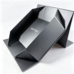 Boîte cadeau en papier noir, logo personnalisé, boîte d'emballage pliable, boîte en carton pour la vente au détail - Product Image 1