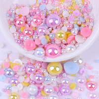 Perles semi-circulaires simulées AB perles ABS perles rondes en vrac pour la fabrication de bijoux à bricoler soi-même Bracelet Imitation perle de vêtement