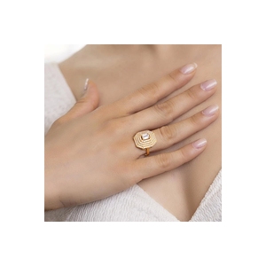 แหวนทองคำ 22 กะรัตทรงบาแกตต์ ประดับทองเหลืองเงางาม ชุบทอง 18K พร้อมใบรับรอง GRS พลอยทองแดงหลักแบบออร์โธดอกซ์ - Product Image 2