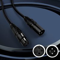 80 Câbles de signal DMX 1M 3 conducteurs 0,3 mm avec connecteur XLR métallique noir par carton