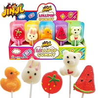 2026 Nieuwe Cartoon Aardbei-, Konijn-, Eend- en Berenvormige Gummy Lollies, 50% Sappige Inhoud, Halal Kindersnacks