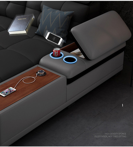 Canapé en cuir en forme de L avec USB, ensemble de canapé d'angle sectionnel, canapé 7 places avec chargeur, canapé-lit de salon, haut-parleur de <span class=keywords><strong>musique</strong></span> - Product Image 2