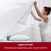 Parure de draps de luxe 4 pièces pour hôtel, doux et rafraîchissants, unis, avec poches profondes jusqu'à 16 pouces - Ensemble de draps blancs taille King