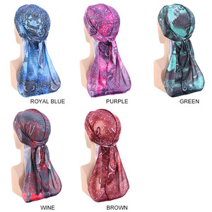 Nuovi Bandana alla Moda, Foulard Avvolgente, Durag in Raso Setoso con Motivo Paisley, Cappello Skull Cap Du Rags TJM-05-3D - Product Image 5