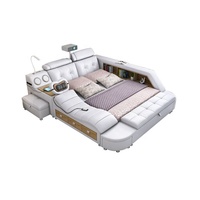 Hochwertige King Size moderne Luxus Multifunktions weichen Holzrahmen 1,8 m Doppel Leder Prinzessin Smart Bett mit Aufbewahrung sbox