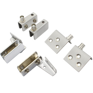 Charnières de vitrine en verre Jin Aoding, en acier inoxydable brossé, modernes et simples, pour portes de vitrine avec positionnement, 2 pièces - Product Image 1