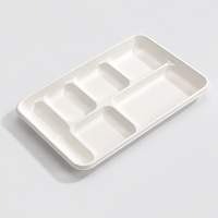 Assiettes compostables en bagasse à 2, 5 ou 6 compartiments, barquettes alimentaires jetables en fibre de canne à sucre avec couvercles, biodégradables pour fêtes, traiteur et pique-niques