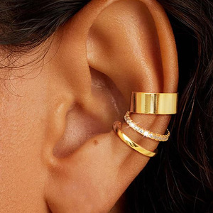 Dochais da donna alla moda polsini placcato in oro 14K graziosi orecchini piccoli a Clip con <span class=keywords><strong>finti</strong></span> <span class=keywords><strong>Piercing</strong></span> senza zirconi - Product Image 3
