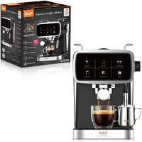 Machine à café expresso 1350W 20 bars avec réservoir d'eau de 1,5L, commande tactile et buse vapeur pour la préparation de café à domicile ou au bureau R.0209