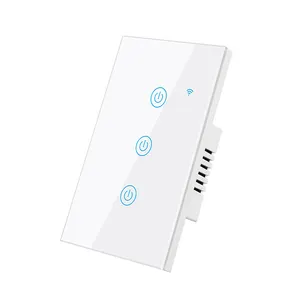 Interruptor inteligente de pared con WiFi y BLE, dispositivo de 1/2/3/4 entradas, no neutral, Panel táctil Universal US AU, con Alexa, Tuya