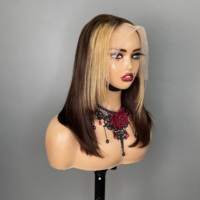 Wig Bob dengan Rambut Lurus dan Halus dari Vietnam, Gaya Wanita, Wig Bagian Depan Pita 13x4