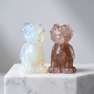 Oferta Especial: Artesanía de Cristal Natural Pulido, Feng Shui, Mezcla de Materiales, Animales Tallados en Cuarzo, Dragón de Ópalo para Decoración - Product Image 4