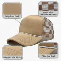 Gorras Trucker Retro con Malla a Cuadros, Ligeras, con Frente de Espuma, Cierre Ajustable con Broche, Gorras para Exteriores