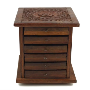 Ensemble de sous-verres en bois de vente chaude six pièces avec support artistique parfait pour servir des boissons à la maison et au bureau de l'Inde - Product Image 1