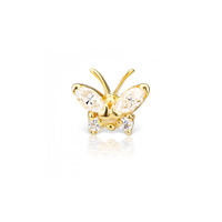 Bijoux turcs en argent sterling S925, boucles d'oreilles clous amusantes en forme de papillon et d'œil de cheval avec diamant, pour piercing d'oreille
