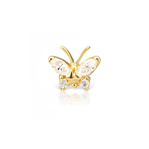 Bijoux turcs en argent sterling S925, boucles d'oreilles clous amusantes en forme de papillon et d'œil de cheval avec diamant, pour piercing d'oreille - Product Image 1
