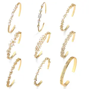 Rakol Bp5157 Hot Sale 18K Vergulde Iced Out Cz Zirkoon Armband Armbanden Bedels Gouden Armbanden Sieraden Voor Vrouwen