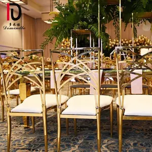 Modern cross over back stainless steel dining event used wedding chair