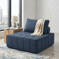 Fauteuil Modulaire Contemporain en Tissu Tofu, Chaise Sans Accoudoirs avec Coussins Profonds, Canapé Rembourré pour Appartement et Salon