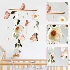 Mobile <span class=keywords><strong>per</strong></span> Culla di Alta Qualità con Fiori in Feltro e Farfalle, Regalo <span class=keywords><strong>per</strong></span> Bambini e Bambine, Decorazione Sospesa <span class=keywords><strong>per</strong></span> Cameretta - Product Image 2