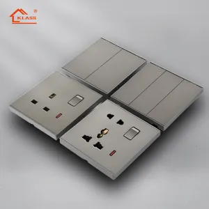 KLASS high quality nice gray color UK light push button switch electric power switches and sockets