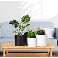 Pots de fleurs modernes en plastique noir avec trou de drainage 7/6/5/4 'pour plantes de pépinière pour jardin extérieur pour centre commercial