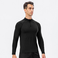 Survêtement Homme Hiver Coupe-Vent Respirant Léger de Compression à Manches Longues Zippé pour Football Entraînement Sport Fitness
