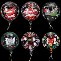 Fournisseur en gros de ballons Bobo transparents imprimés de Noël de 20 pouces, ballons ronds en PVC transparents, décoration de fête de Noël