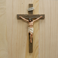 Vente en gros d'usine de statues religieuses catholiques en résine, Sainte Famille, cadeau chrétien pour la décoration de la maison, mur, croix personnalisée