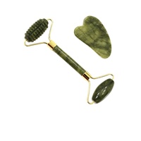 Rouleau de jade pour le visage et Gua Sha – Outils faciaux en jade véritable, pierre de jade naturelle, anti-âge, lifting du visage, yeux et corps