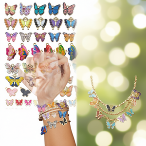 Dijes de mariposa, 126 piezas, chapados en oro de 18 quilates, esmaltados, para la fabricación de collares, componentes para joyería DIY - Product Image 2