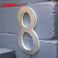 Lumière LED lumineuse de numéro de maison en acier inoxydable 3D rétroéclairée à énergie solaire COSUN