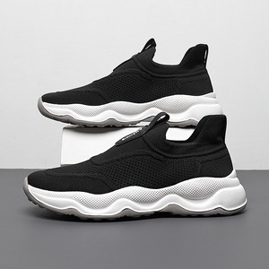 New men's slim style breathable fabric shoes <b>thick</b> soles Fashionable casual shoes Comfortable trendy <b>socks</b> Men's shoes - Product Image 1