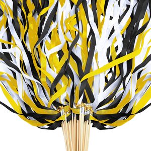 100 pièces/paquet Bâtons de fée en soie noirs, dorés et blancs avec rubans colorés et clochettes pour fêtes - Product Image 1