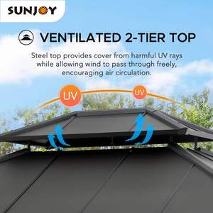<span class=keywords><strong>Sunjoy</strong></span> 10x12 ft. Ahşap çardak, açık veranda çelik Hardtop <span class=keywords><strong>Gazebo</strong></span>, sedir çerçeveli 2 katmanlı Metal çatı ile ahşap çardak - Product Image 5