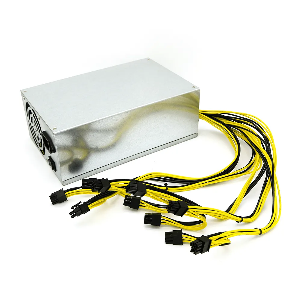 แหล่งจ่ายไฟ12VDC 2500วัตต์2400วัตต์เสียงรบกวนต่ำพลังงานสูงสำหรับ8 GPU เคส PSU สำหรับแท่นขุดเจาะ