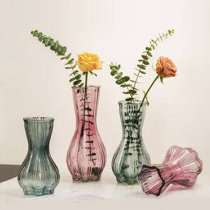 Glass <strong>Vases</strong> Bulk Cheap Smoked Glass Bud <strong>Vases</strong> Modern Simple Vertical Striped Rose <strong>Flower</strong> Glass <strong>Vase</strong> - Product Image 4