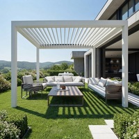 Amas LED Işıklı Motorlu Alüminyum Panjurlu Pergola Gölgelikli Kamelya Veranda Bahçe Arka Bahçe Biyoklimatik Pergola Kiti