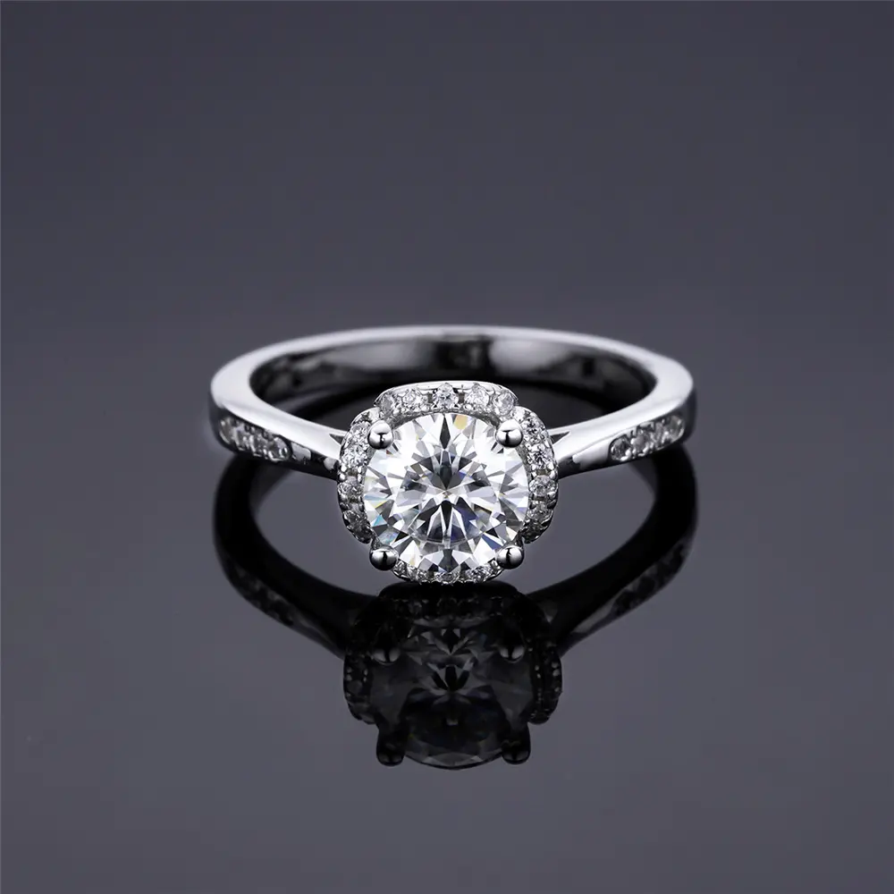 サプライヤジュエリーデザイン18Kゴールドモアッサナイトリングカスタマイズされた結婚式の婚約指輪