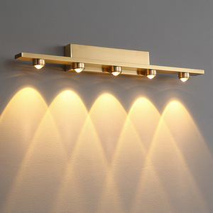 Lumière de miroir LED moderne en cuivre de luxe, éclairage mural <span class=keywords><strong>long</strong></span> pour porche intérieur, <span class=keywords><strong>couloir</strong></span>, décoration, nouvelle lampe de coiffeuse, lavabo, salle de bain - Product Image 2