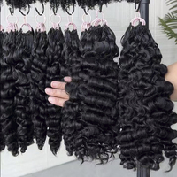 Extensions de cheveux humains indiens vierges bouclés au crochet, super double drawn, avec pointes bouclées, pour tresses birmanes
