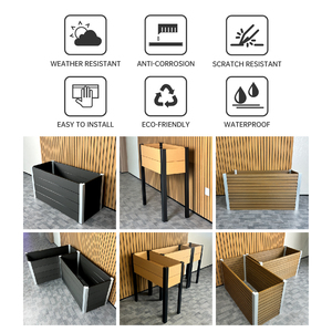 SONSILL Lits de jardin surélevés modernes en WPC et <span class=keywords><strong>bois</strong></span> de teck naturel, drainables, <span class=keywords><strong>pour</strong></span> légumes, herbes et fleurs, qualité supérieure, les plus populaires - Product Image 4