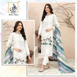 Ropa de túnica de diseñador con hermosos bordados pesados combinados con pantalones Dupatta y de diseñador con estampado digital Pure Maslin - Product Image 4