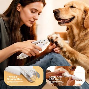 Nouveau design 2026 – Coupe-griffes 2-en-1 silencieux et rechargeable par USB avec protection anti-éclaboussures et 2 lumières LED <span class=keywords><strong>pour</strong></span> chiens de petite, moyenne et grande taille - Product Image 5