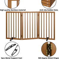 Barrière pliable autoportante pour chien à 3 panneaux, 32 pouces de hauteur, en bois brun, pour escalier et porte intérieure - Vente en gros